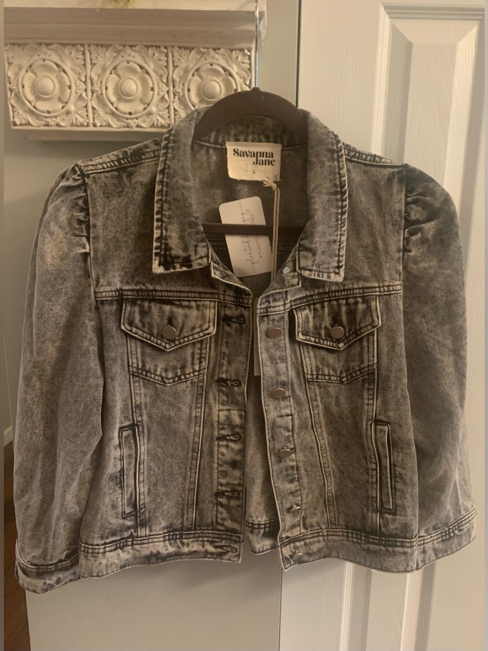 Savanna Jane Washed Black Denim Jacket NWT  - L